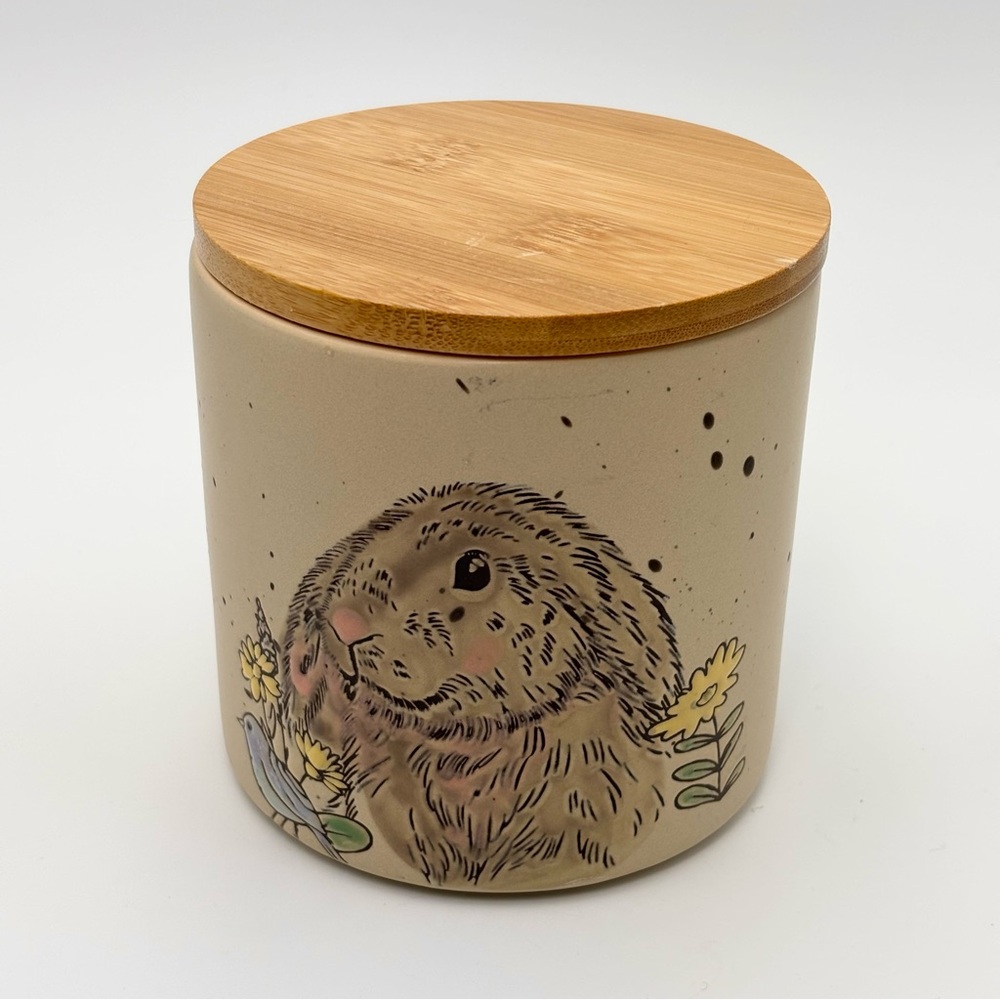Charming Bunny Storage Jar with Bamboo‎ Lid - Tan